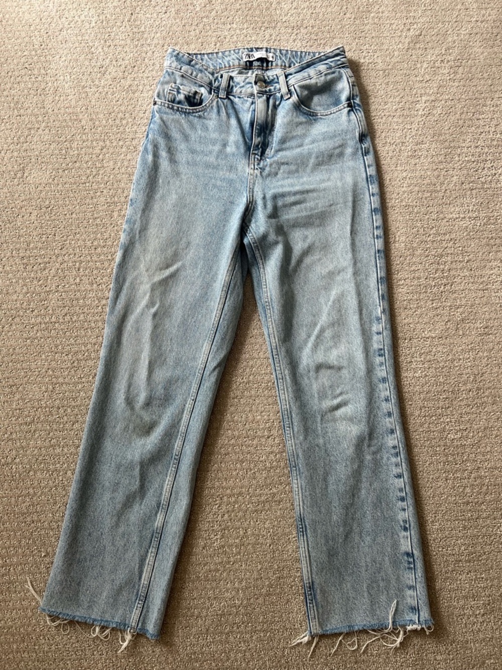 Zara Light Wash Flared Wide-Leg Jeans
